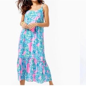 Lilly Pulitzer Winni Midi Dress Women’s XS Pelican Pink Beat The Heat